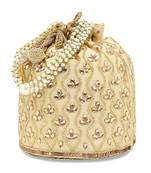 Gold potli bags gift evening bag clutch ethnic bride purse with drawstring for women