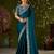 Rama green rangoli silk embroidered cutwork lace saree for women with designer blouse piece