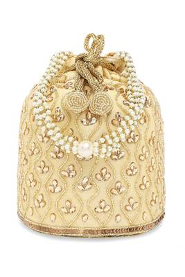 Gold potli bags gift evening bag clutch ethnic bride purse with drawstring for women 4