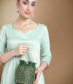 Green potli purses handmade evening bag stylish bridal fashion wristlet bag gift for women
