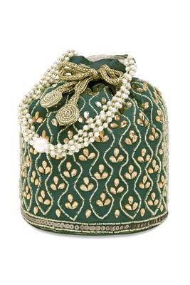 Green potli purses handmade evening bag stylish bridal fashion wristlet bag gift for women 2