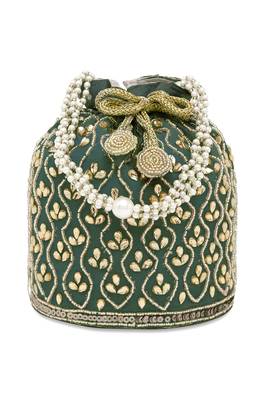 Green potli purses handmade evening bag stylish bridal fashion wristlet bag gift for women 3