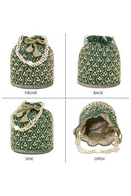 Green potli purses handmade evening bag stylish bridal fashion wristlet bag gift for women 4