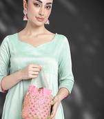 Pink potli bag handmade evening bag stylish wristlet bridal purse fashion bag for women
