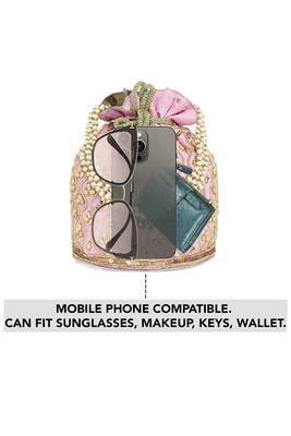 Pink potli bag handmade evening bag stylish wristlet bridal purse fashion bag for women 3