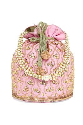 Pink potli bag handmade evening bag stylish wristlet bridal purse fashion bag for women 4