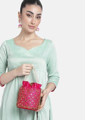 Rani pink potli bags gift evening bag clutch ethnic bride purse with drawstring for women 1