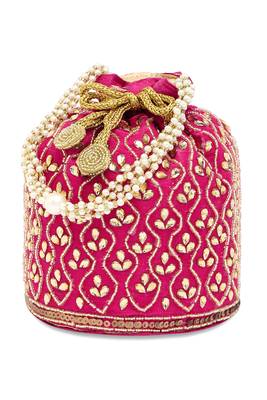 Rani pink potli bags gift evening bag clutch ethnic bride purse with drawstring for women 2