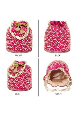 Rani pink potli bags gift evening bag clutch ethnic bride purse with drawstring for women 4