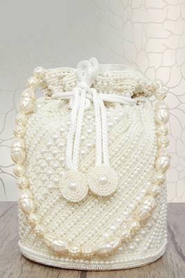 White potli bags gift for women evening bag clutch ethnic bride purse with drawstring gifts for mom 1