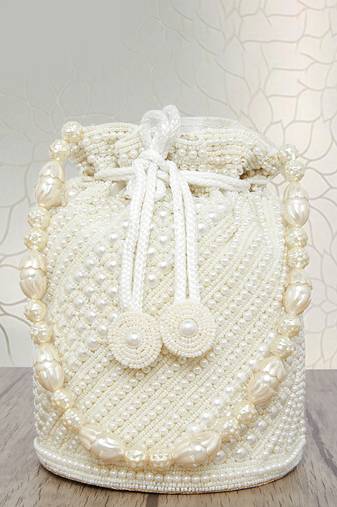 White potli bags gift for women evening bag clutch ethnic bride purse with drawstring gifts for mom