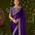 Violet rangoli silk embroidered cutwork lace saree for women with designer blouse piece
