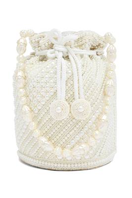 White potli bags gift for women evening bag clutch ethnic bride purse with drawstring gifts for mom 2