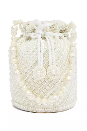 White potli bags gift for women evening bag clutch ethnic bride purse with drawstring gifts for mom