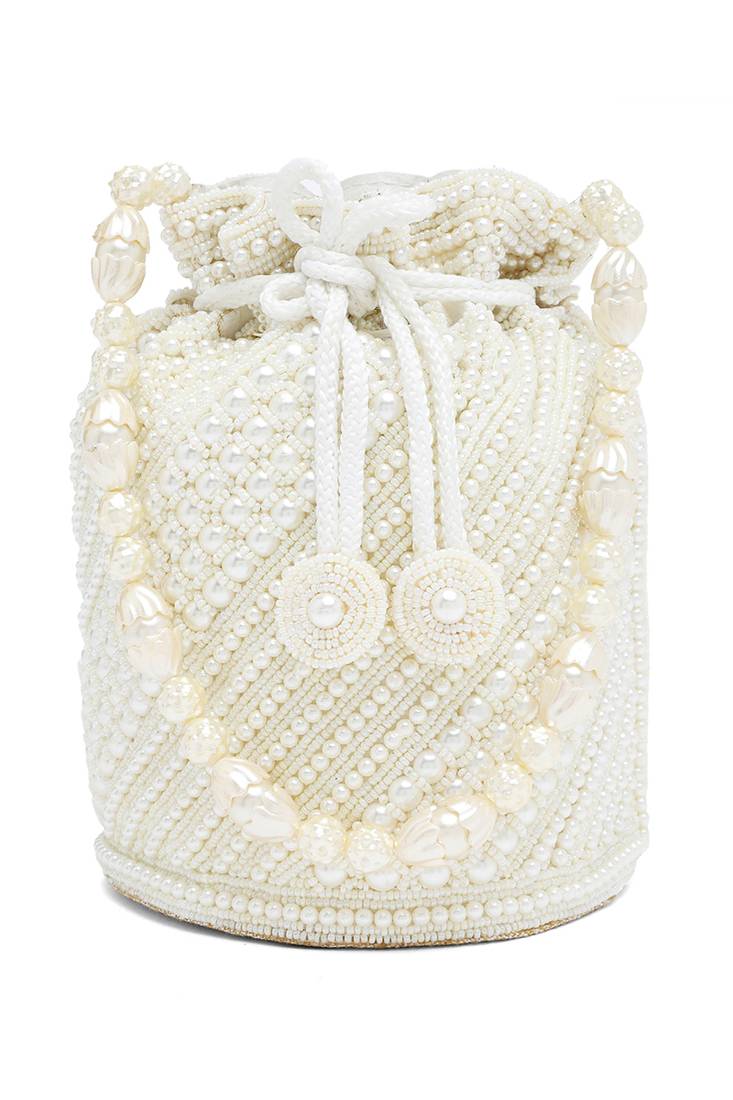 White potli bags gift for women evening bag clutch ethnic bride purse with drawstring gifts for mom
