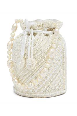 White potli bags gift for women evening bag clutch ethnic bride purse with drawstring gifts for mom 3