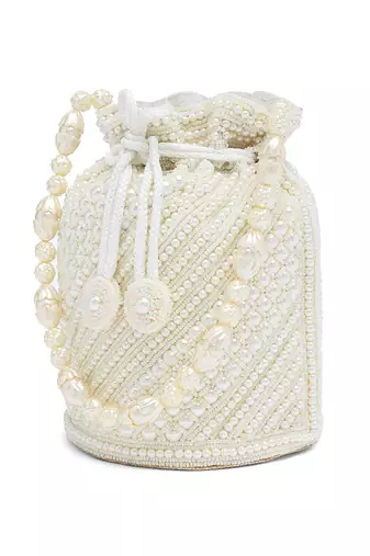 White potli bags gift for women evening bag clutch ethnic bride purse with drawstring gifts for mom