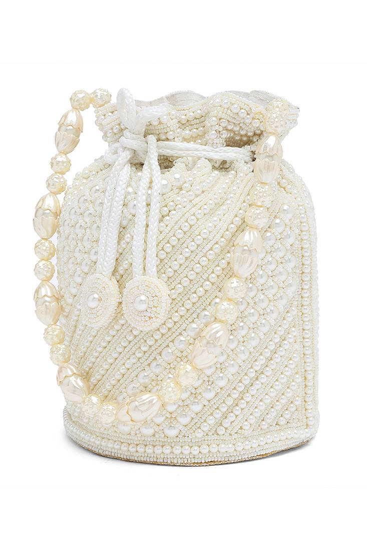 White potli bags gift for women evening bag clutch ethnic bride purse with drawstring gifts for mom