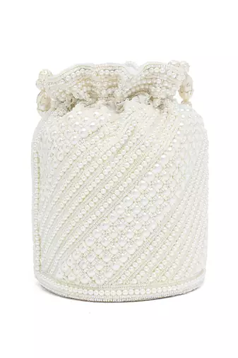 White potli bags gift for women evening bag clutch ethnic bride purse with drawstring gifts for mom