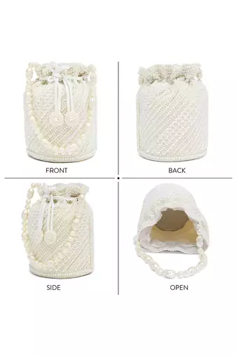 White potli bags gift for women evening bag clutch ethnic bride purse with drawstring gifts for mom