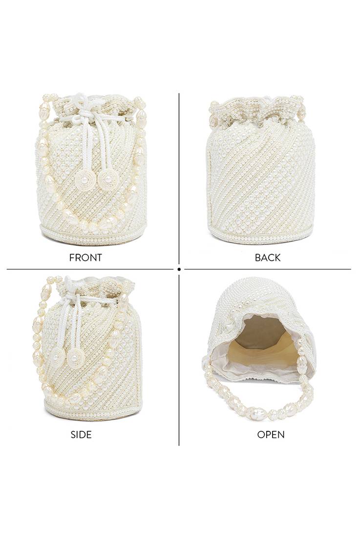 White potli bags gift for women evening bag clutch ethnic bride purse with drawstring gifts for mom