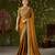 Mustard black rangoli silk saree with embroidered designer blouse piece