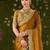 Mustard black rangoli silk saree with embroidered designer blouse piece