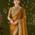 Mustard black rangoli silk saree with embroidered designer blouse piece