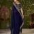 Navy blue rangoli silk saree with embroidered designer blouse piece