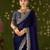 Navy blue rangoli silk saree with embroidered designer blouse piece