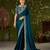 Rama green rangoli silk saree with embroidered designer blouse piece