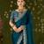 Rama green rangoli silk saree with embroidered designer blouse piece