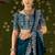 Rama green rangoli silk saree with embroidered designer blouse piece