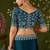 Rama green rangoli silk saree with embroidered designer blouse piece
