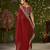 Red rangoli silk saree with embroidered designer blouse piece