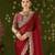 Red rangoli silk saree with embroidered designer blouse piece