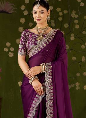 Wine rangoli silk saree with embroidered designer blouse piece 3