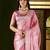 Pink jimmy choo fabric saree with multi thread embroidered work for women