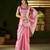 Pink jimmy choo fabric saree with multi thread embroidered work for women