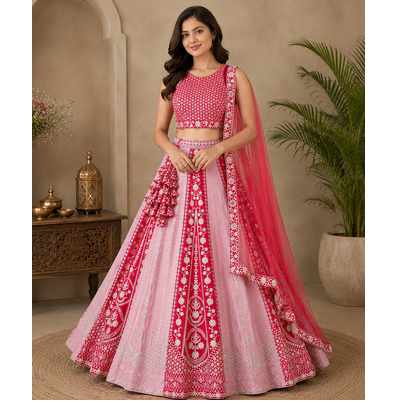 Bridal pink georgette lehenga choli  1