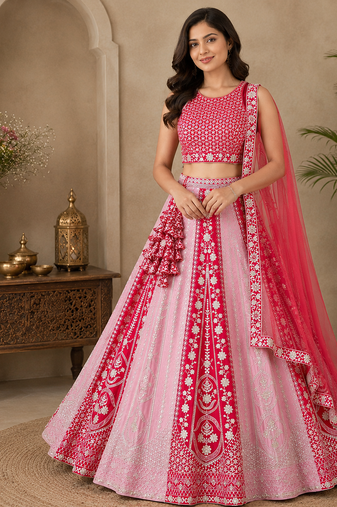 Bridal pink georgette lehenga choli 
