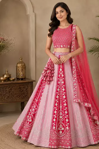 Bridal pink georgette lehenga choli 
