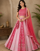 Bridal pink georgette lehenga choli 