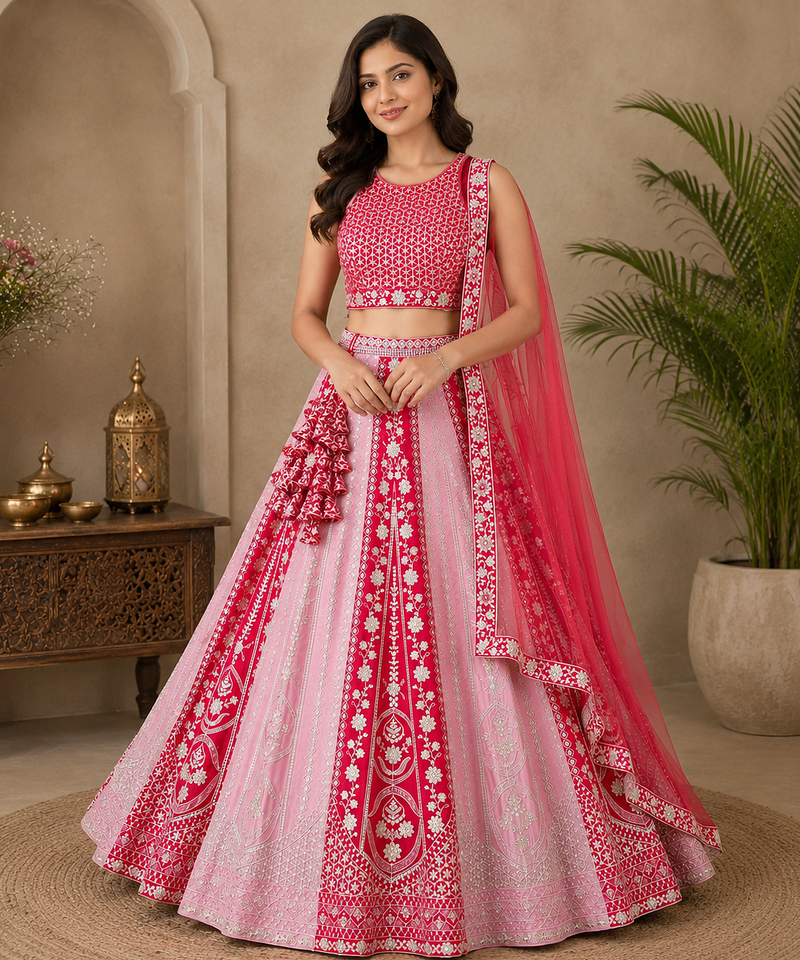 Bridal pink georgette lehenga choli 