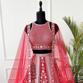 Bridal pink georgette lehenga choli  4