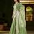 Pistagreen jimmy choo fabric saree with multi thread embroidered work for women