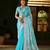 Skyblue jimmy choo fabric saree with multi thread embroidered work for women