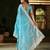 Skyblue jimmy choo fabric saree with multi thread embroidered work for women