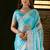 Skyblue jimmy choo fabric saree with multi thread embroidered work for women