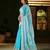 Skyblue jimmy choo fabric saree with multi thread embroidered work for women